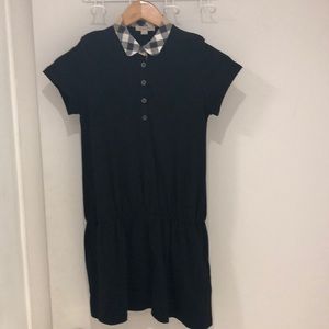 Girls Black Burberry drop waist dress